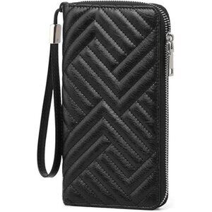 Womens Wallet Vegan Leather Large Capacity Black